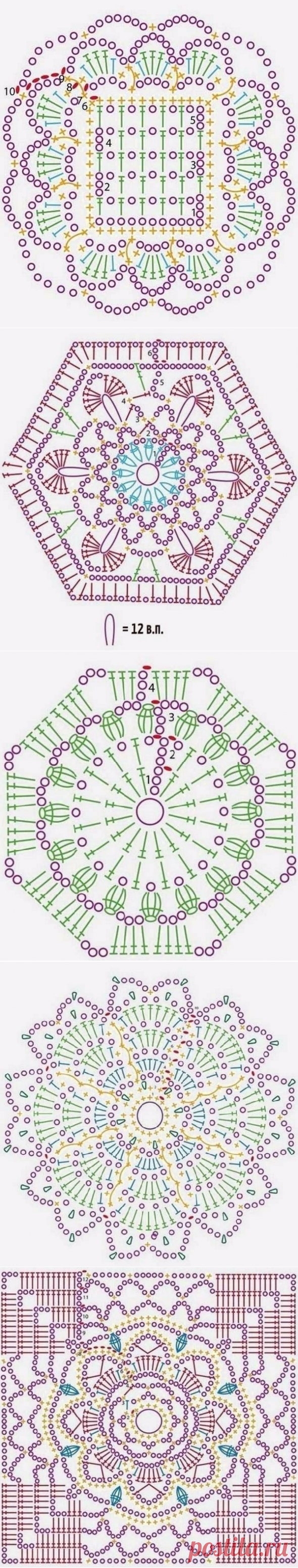 Схемы мотивов крючком