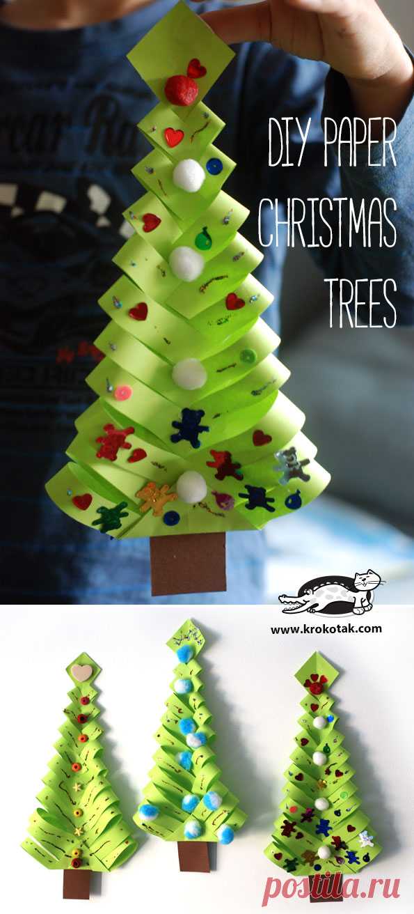 Поделки бумаги новогодние елки | krokotak