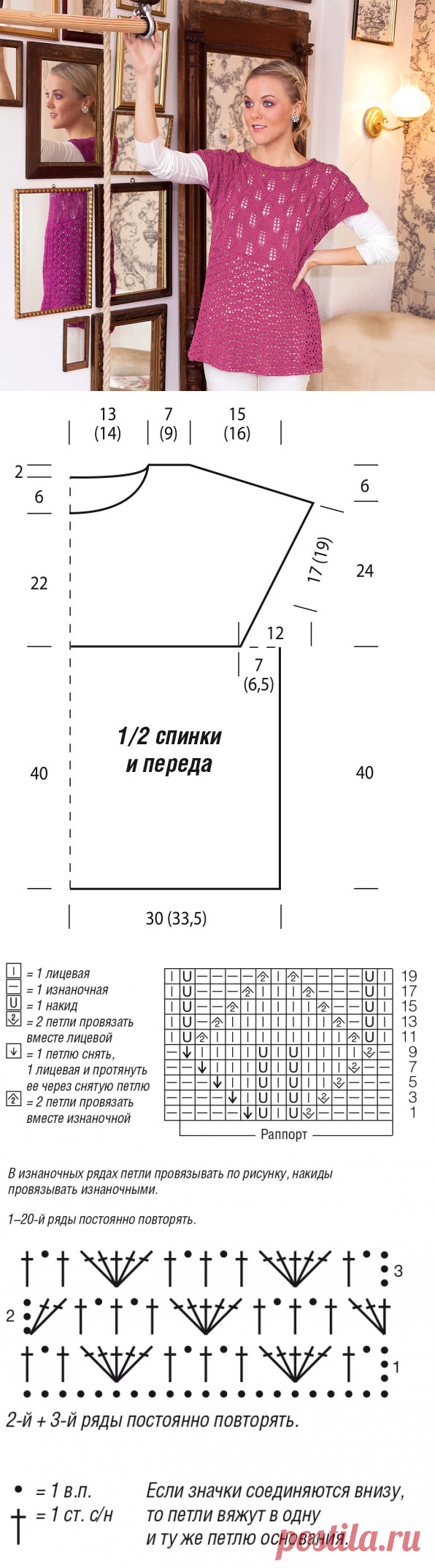 Ажурная туника крючком и на спицах - схема вязания спицами. Вяжем Туники на Verena.ru