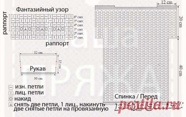 Летний пуловер спицами