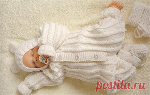 Костюмы для новорожденных спицами: анорак-комбинезон | Краше Всех