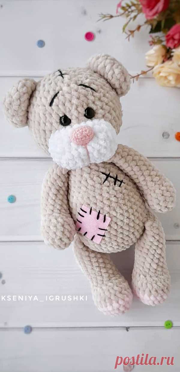 PDF Мишка Тедди крючком. FREE crochet pattern; Аmigurumi animal patterns. Амигуруми схемы и описания на русском. Вязаные игрушки и поделки своими руками #amimore - медведь, плюшевый медвежонок, мишка из плюшевой пряжи.