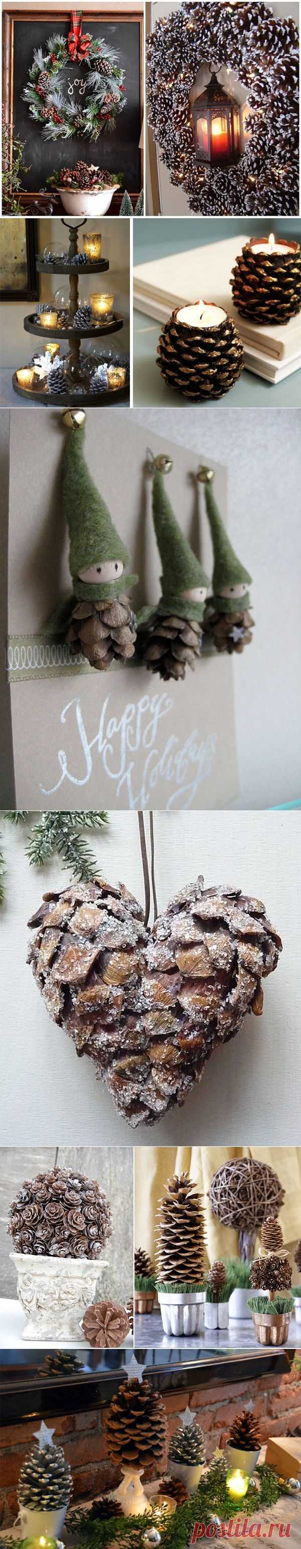 Разнообразие идей новогоднего декора из шишек - Ярмарка Мастеров - ручная работа, handmade