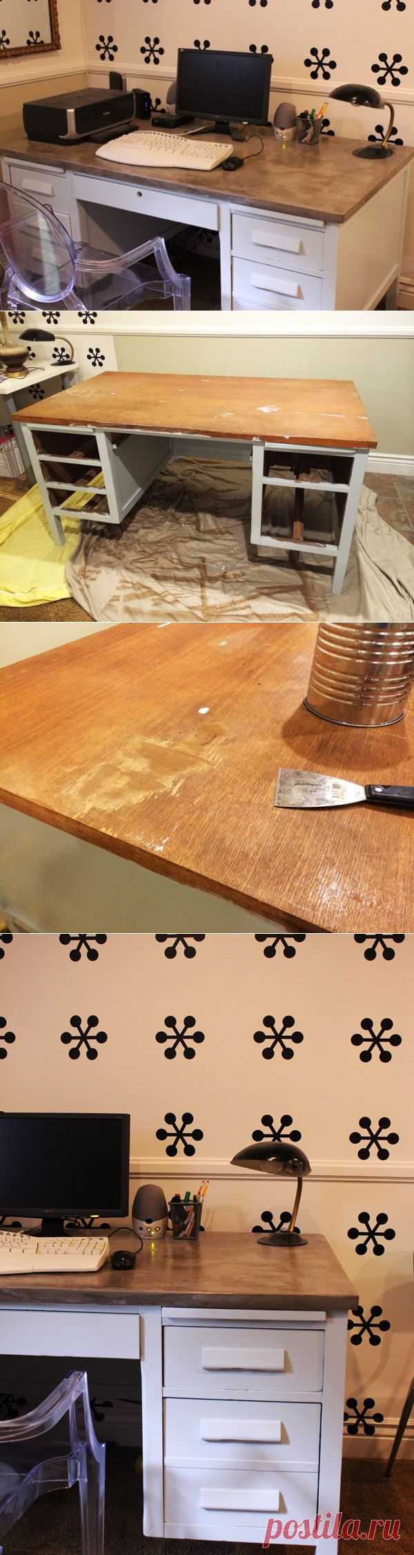 Как обновить старый стол, используя бетон