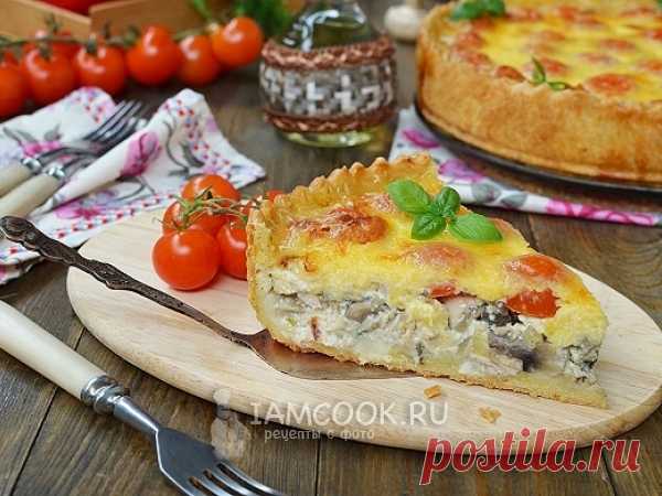 Открытый пирог «Киш лорен» с курицей и грибами — рецепт с фото
