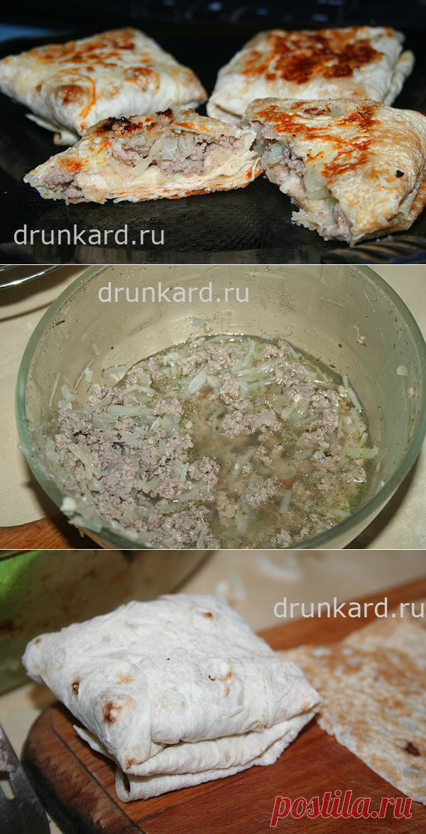 КОНВЕРТИКИ ИЗ ЛАВАША С ФАРШЕМ, КАПУСТОЙ И СЫРОМ