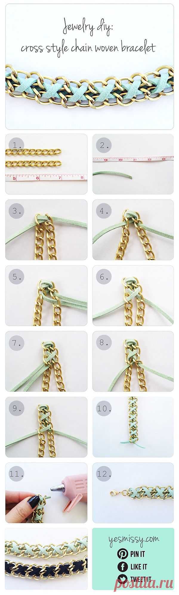 DIY Bracelet: Cross Style Chain Woven Bracelet | DIY jewellery