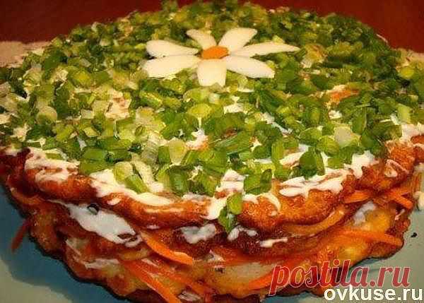 Закусочный торт с корейской морковкой - Простые рецепты Овкусе.ру
