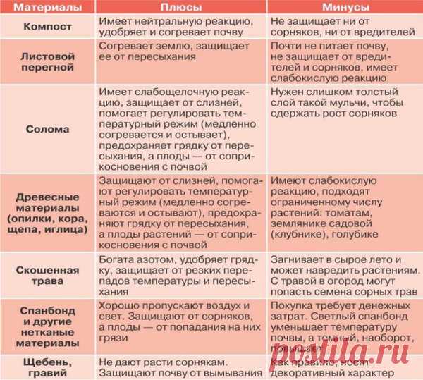 Таблица свойств мульчи для каждого растения | Сад и огород | Яндекс Дзен