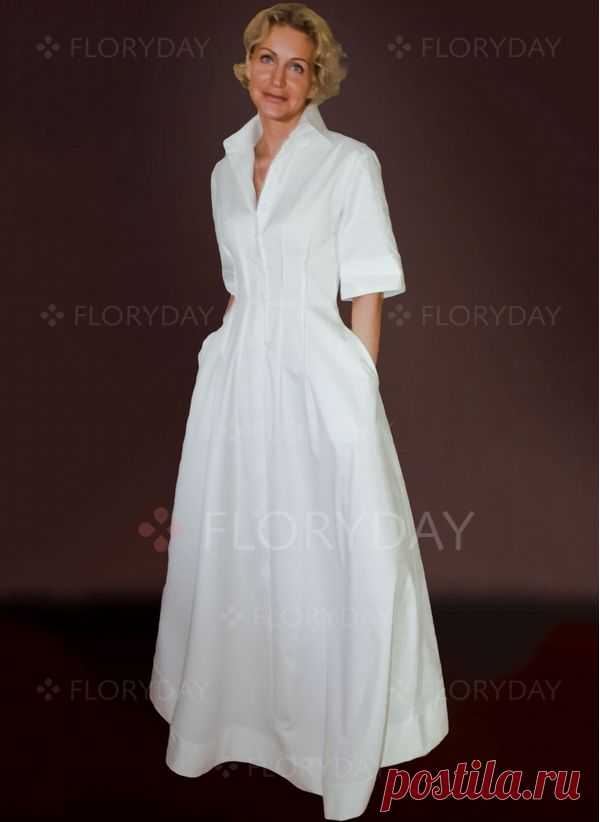 Базовое длины макси Платья цвета сплошного с короткыми рукавами - Floryday