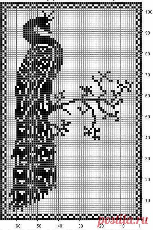 Филейное вязание павлинов