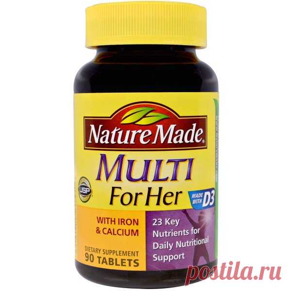 Nature Made, Multi for Her с железом и кальцием, 90 таблеток - iHerb.com