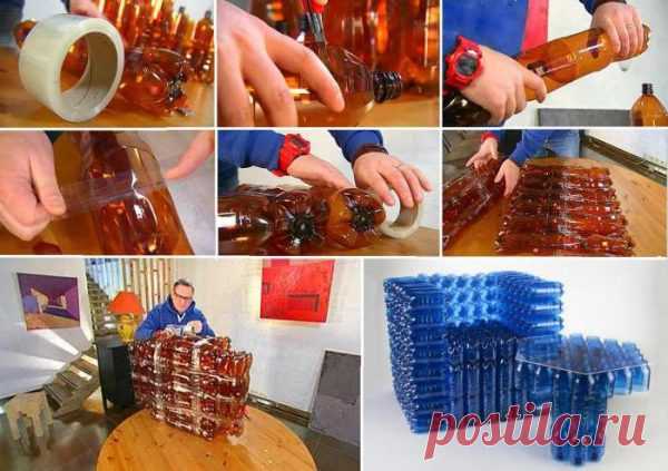 Оригинальная мебель из пластиковых бутылок своими руками для дачи