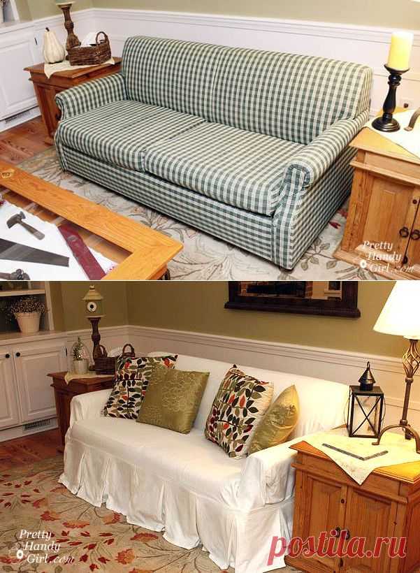 How to Slipcover a Couch Beautifully and UglySofa.com Giveaway - Pretty Handy Girl