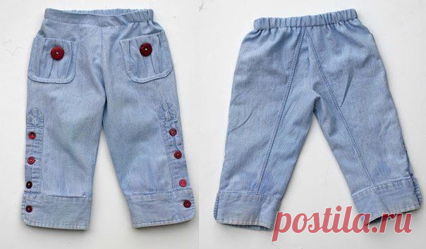 Детские джинсы из рукавов рубашки. Переделка одежды из старой в стильную | Домоводство для всей семьи