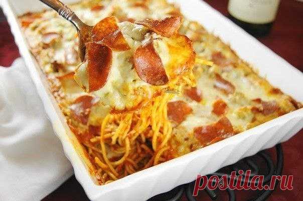 Как приготовить запеченная пицца-спагетти - рецепт, ингридиенты и фотографии
