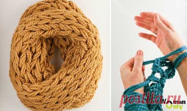 Гигантское вязание руками без спиц и крючка