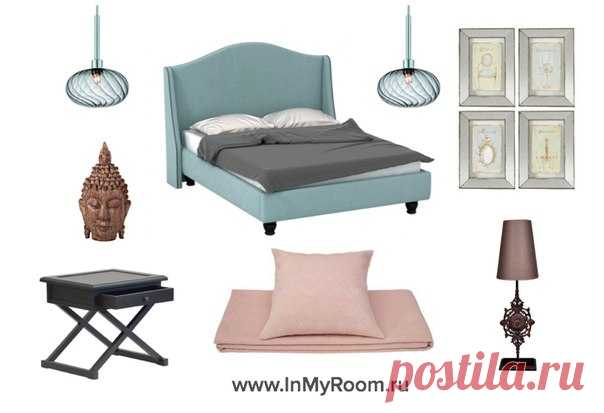 Сет "Спальня" №7. Все предметы доступны к заказу в магазине InMyRoom.ru ✔ Двуспальная кровать, 59.900р ( ✔ Подвесной светильник, 5.990р ( ✔ Прикроватная тумба, 34.972 ( ✔ Зеркальное настенное панно 4 шт., 28.800р ( ✔ Статуэтка Будды, 1.500р ( ✔ Настольная лампа, 15.590р ( ✔ Покрывало на двуспальную кровать, 10.340р (