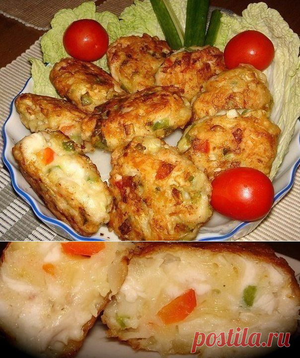 Как приготовить блюдо "рецепт очень вкусных и полезных котлет из куриного мяса с овощами и сыром. вкус у этих котлет получается очень пикантный и необычный" - рецепт, ингридиенты и фотографии | sloosh