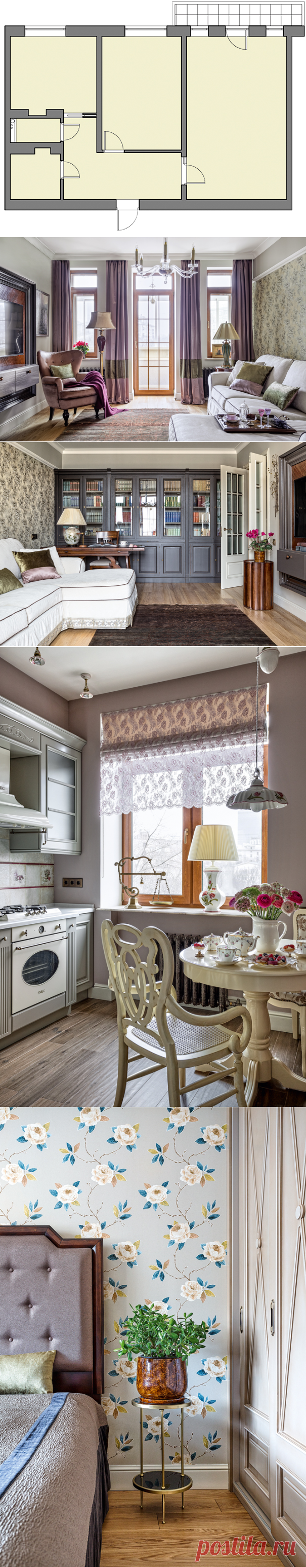 Перепланировка Интерьер квартиры в английском стиле: цветочные принты и женственное ретро в доме
