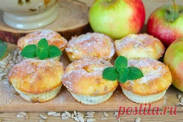 ​Творожные кексы с яблоками и семечками — Sloosh – кулинарные рецепты