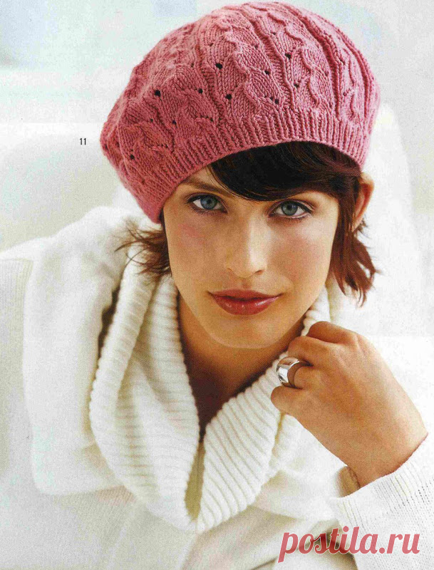 Ажурная шапочка-берет связана по журналу «Vogue knitting». Спицами. / Вязание для Вас