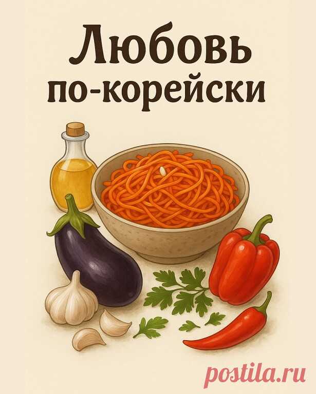 Восточная магия на вашей кухне! Пикантные корейские овощные закуски покоряют с первого укуса!
Морковь по-корейски 
1. Морковь натри на длинной тёрке для корейских салатов.
2. Добавь соль, сахар, кориандр и перцы — перемешай и слегка помни руками.
3. Разогрей масло на сковороде, добавь к нему измельчённый чеснок, прогрей несколько секунд и вылей горячее масло на морковь.
4. Влей уксус, тщательно перемешай.
5. Накрой крышкой и оставь в холодильнике минимум на 3–4 часа, луч...