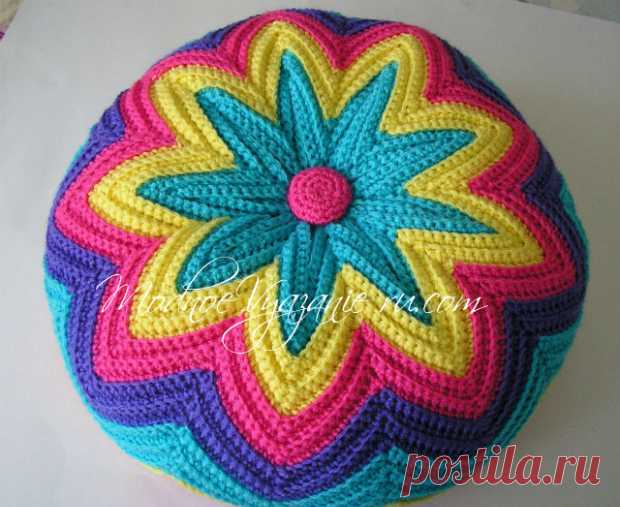 Декоративная подушка крючком узором зигзаг - Crochet Modnoe Vyazanie