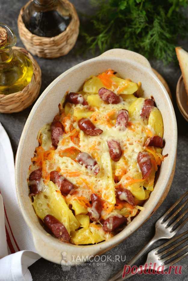 Картошка с охотничьими колбасками в духовке — рецепт с фото пошагово