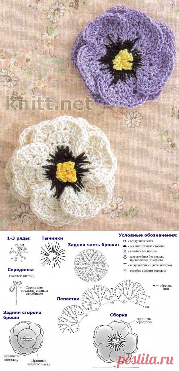 Брошь, цветок крючком | knitt.net | Все о вязании