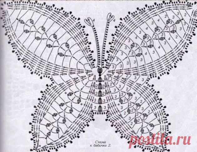 Мотивы крючком, которые можно использовать для салфеток, одежды и аксессуаров - большая подборка схем бабочек | LT BrandBook Пульс Mail.ru