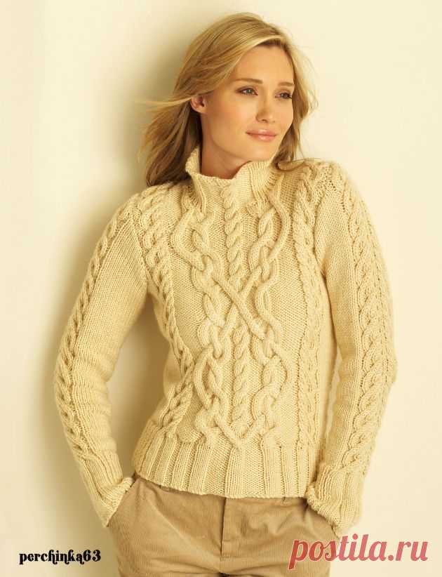 Свитер рельефами *Cabled Sweater* от Bernat