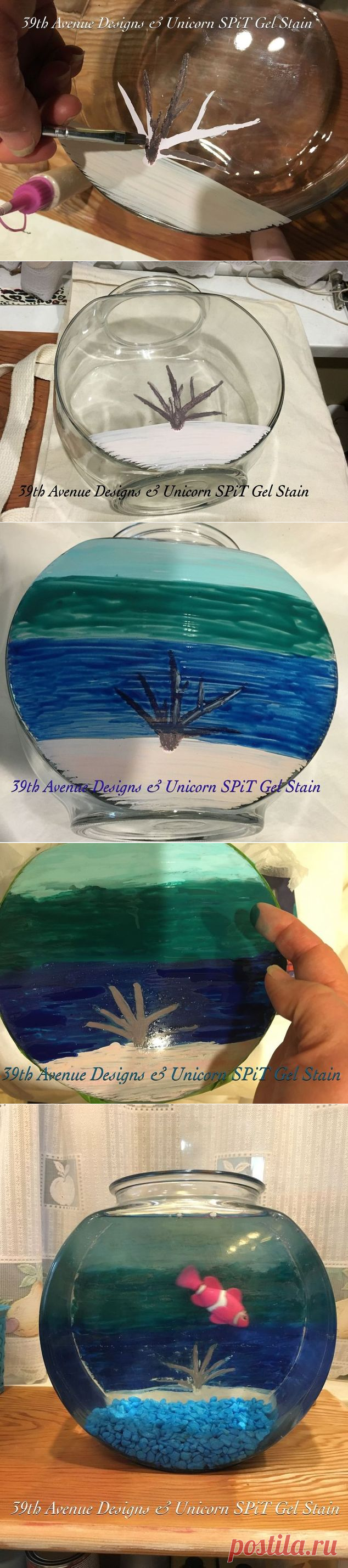 Glass Fish Bowl Gets Under the Sea View With Unicorn SPiT Gel Stain | Hometalk