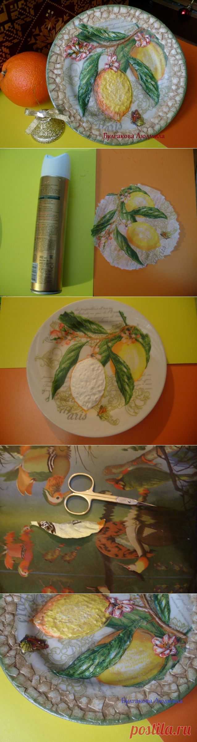 Декоративная тарелка с объёмным декупажем и яичным кракле. МК / Декупаж / Декупаж. Мастер-классы