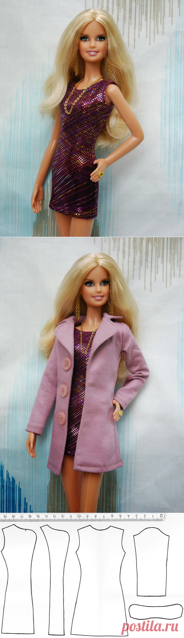 Nenca - zberateľské barbie a tvorba: Barbie as Heidi Klum a ružový kabátik, minišaty