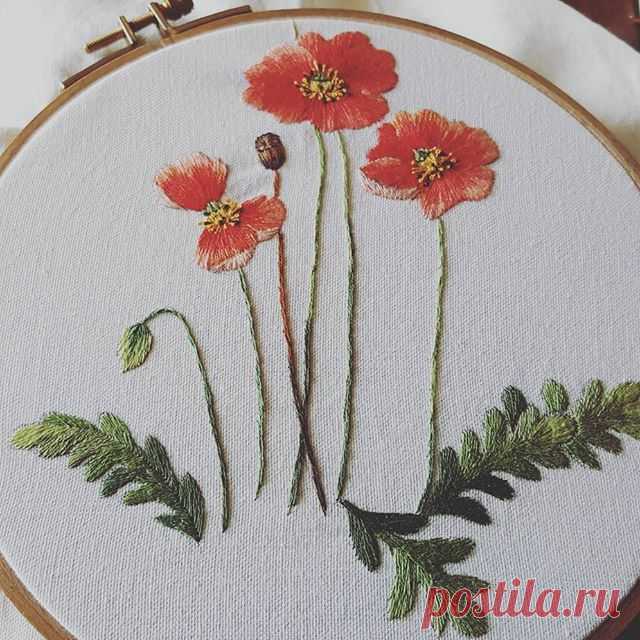 양귀비  완성~^^#양귀비#opium poppy#flower stitch#꽃자수