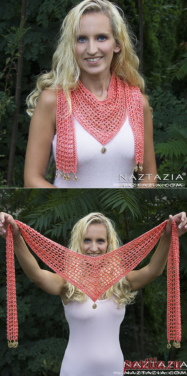 Шарф крючком. The V Scarf by Naztazia.