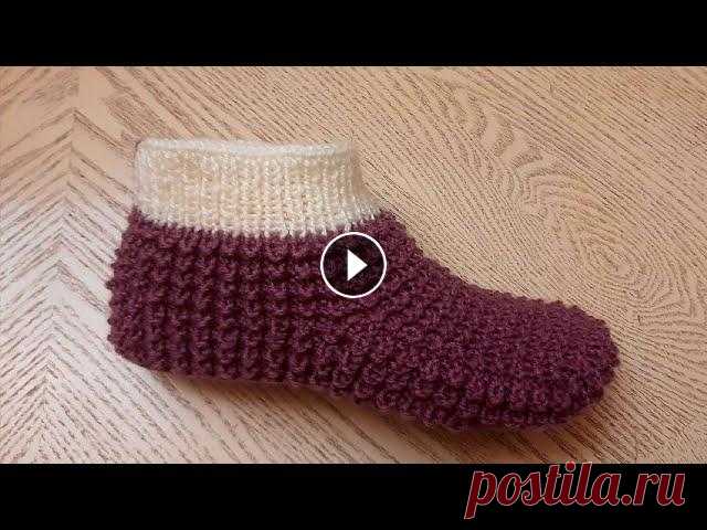 НОВИНКА 2021:Классные тапочки-следки на двух спицах без швов // patik modelleri Пряжа акрил 100 % (300м/100м) Спицы № 3,0 Подошва 23-24 см...