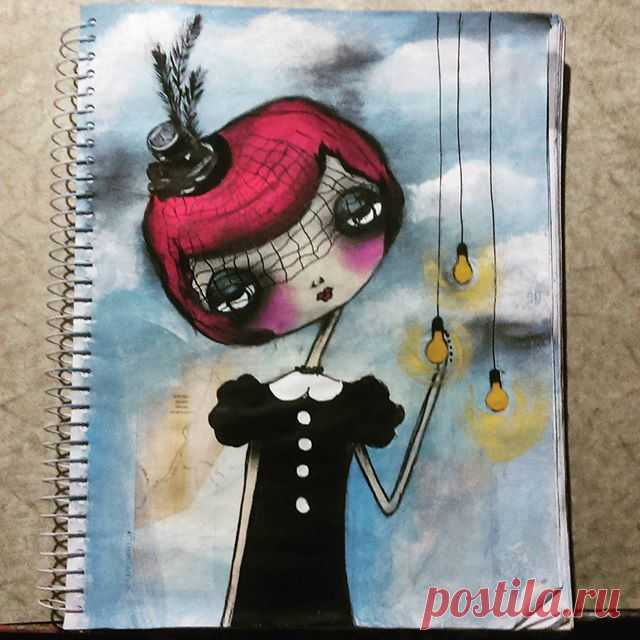 ***ADOPTED ***Is raining in sunny San Diego....lights are flickering hopefully I won't be in the dark AGAIN😨😨😨.....#ACRYLICS #thomasguide  #repurposed #pinkhair #golden #fabercastellgelatos #art  #origina  #myart🎨 #icandothisallday ❤❤❤❤