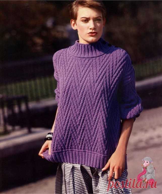 Красивый пуловер зигзагообразным узором. Схема и выкройка