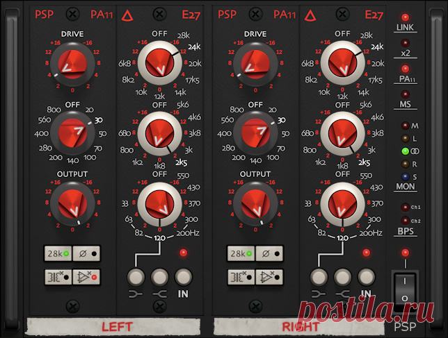 PSP E27 v1.0.3 WIN OSX-R2R  | WIN: 12.5MB | OSX: 20.5MB
PSP audioware has released version 1.0.2 of PSP E27, a multistage equalizer plugin modeled after the analog equalizer E27 produced by Avedis Audio Electronics.
E27 offers three-band equalization with nine selectable frequencies in a standard 500x package.