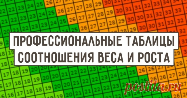 Профессиональные таблицы соотношения веса и роста