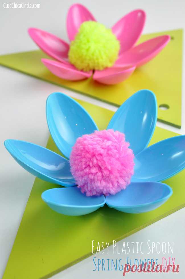 Easy Spring Flower Plastic Spoon Garland Craft Idea and Tutorial | Club Chica Circle - where crafty is contagious