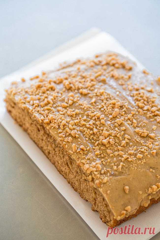 Toffee Spice Cake with Brown Sugar Caramel Frosting - Averie Cooks