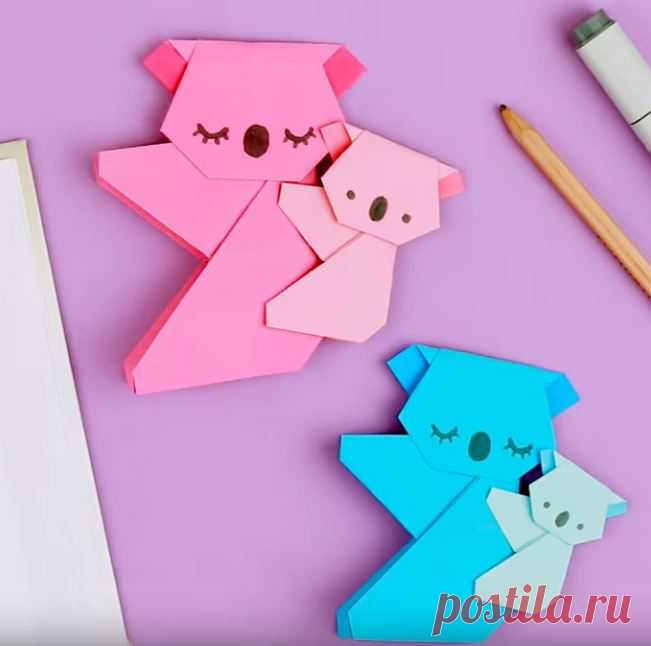 Закладка оригами: коала из бумаги своими руками. Мастер-класс | Креаликум