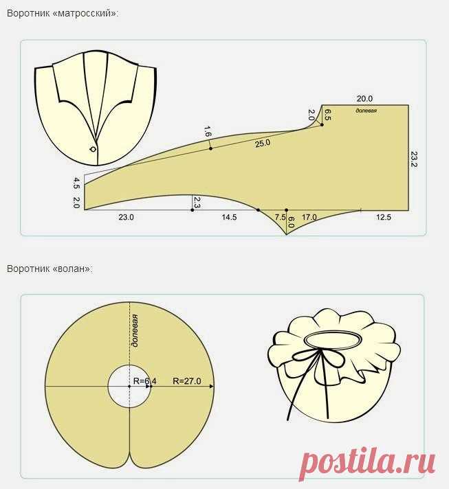 Выкройки схемы воротников (Шитье и крой) | Журнал Вдохновение Рукодельницы