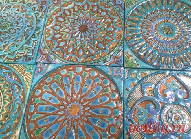 плитка марокканская, плитка ручной работы, плитка керамическая ручной работы, плитка голубая с орнаментом, плитка восточная, плитка с восточным орнаментом