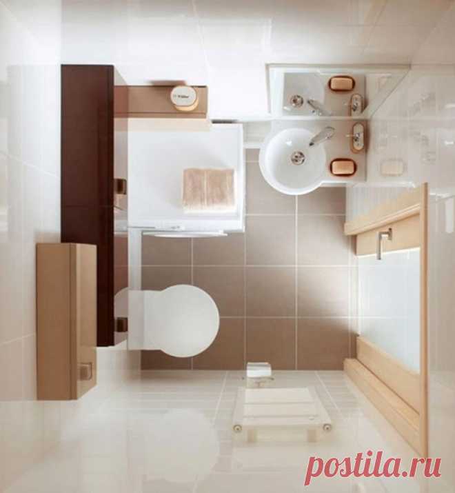 Удачная планировка маленькой ванной комнаты - Фото Дизайн интерьера