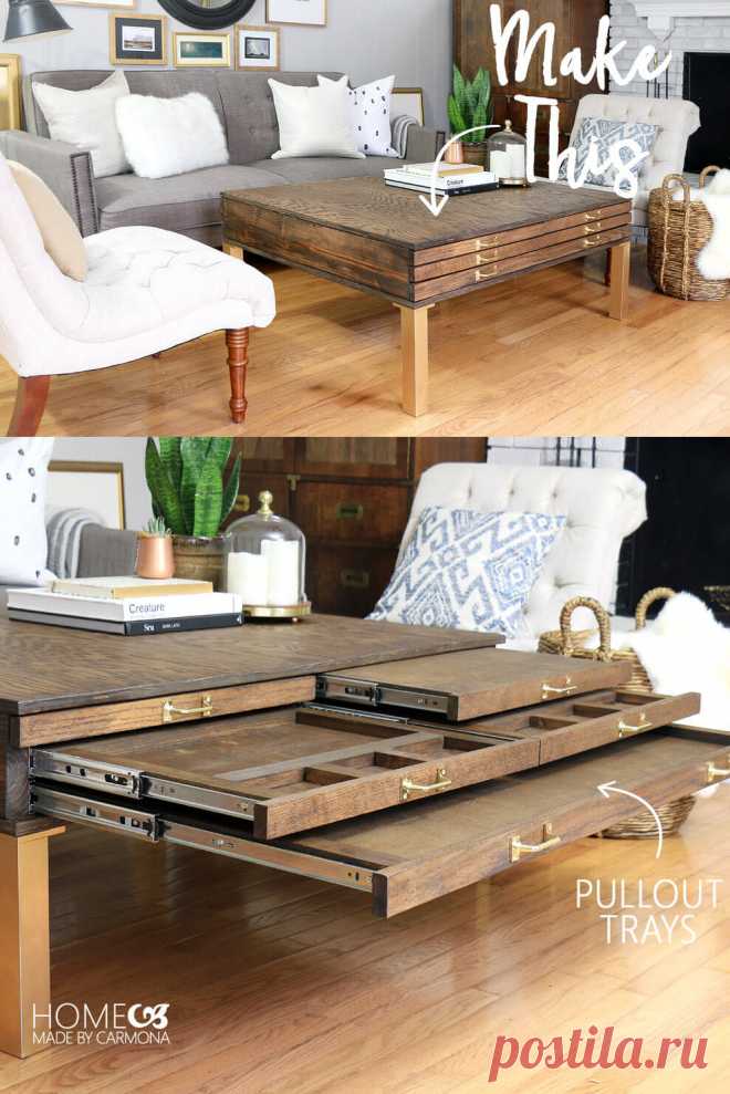 DIY Coffee Table With Pullouts - Home Made By Carmona