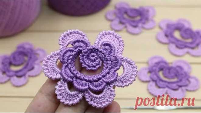 ЦВЕТОК крючком МАСТЕР-КЛАСС по вязанию мотивов для ирландского кружева crochet flower motifs